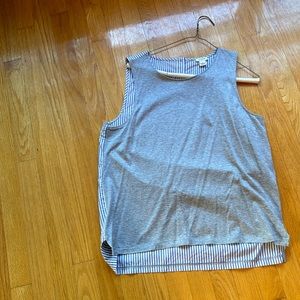JCrew sleeveless top, gray front with striped back